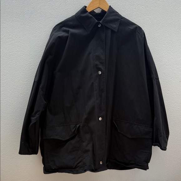 Toteme Jackets & Blazers - Toteme Black Oversized Cotton Overshirt Jacket Button Front Minimal XS/S